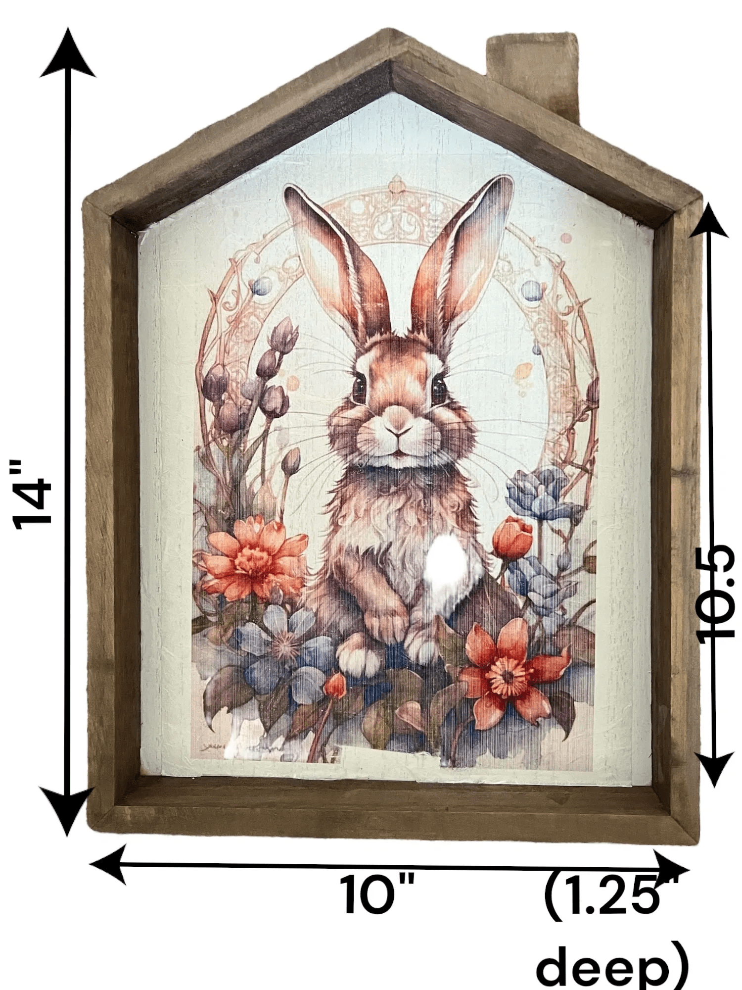 Bunny in a Wooden House Frame