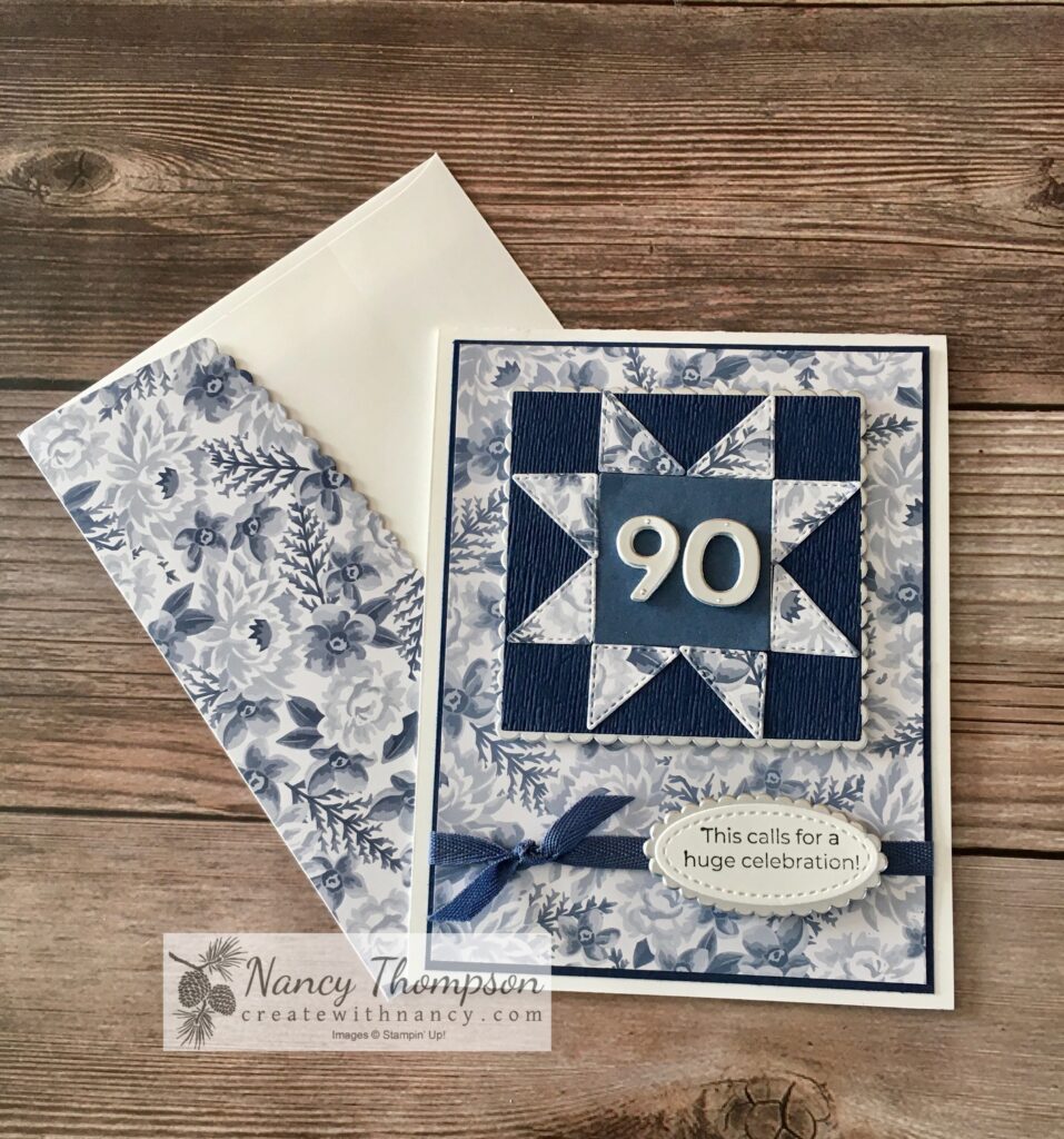 Quilt Card with Stitched Triangles