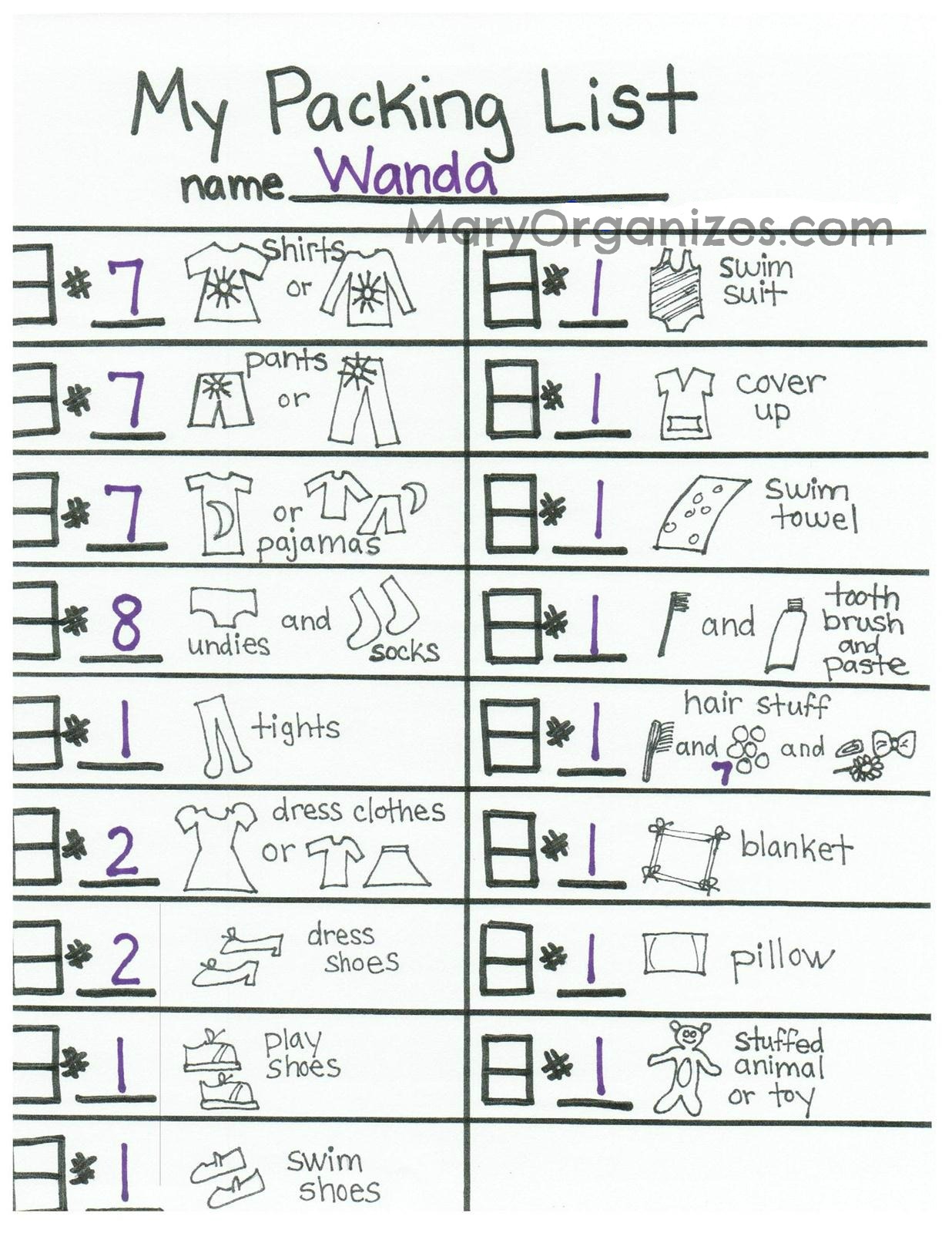 a packing list just for kids creatingmaryshomecom