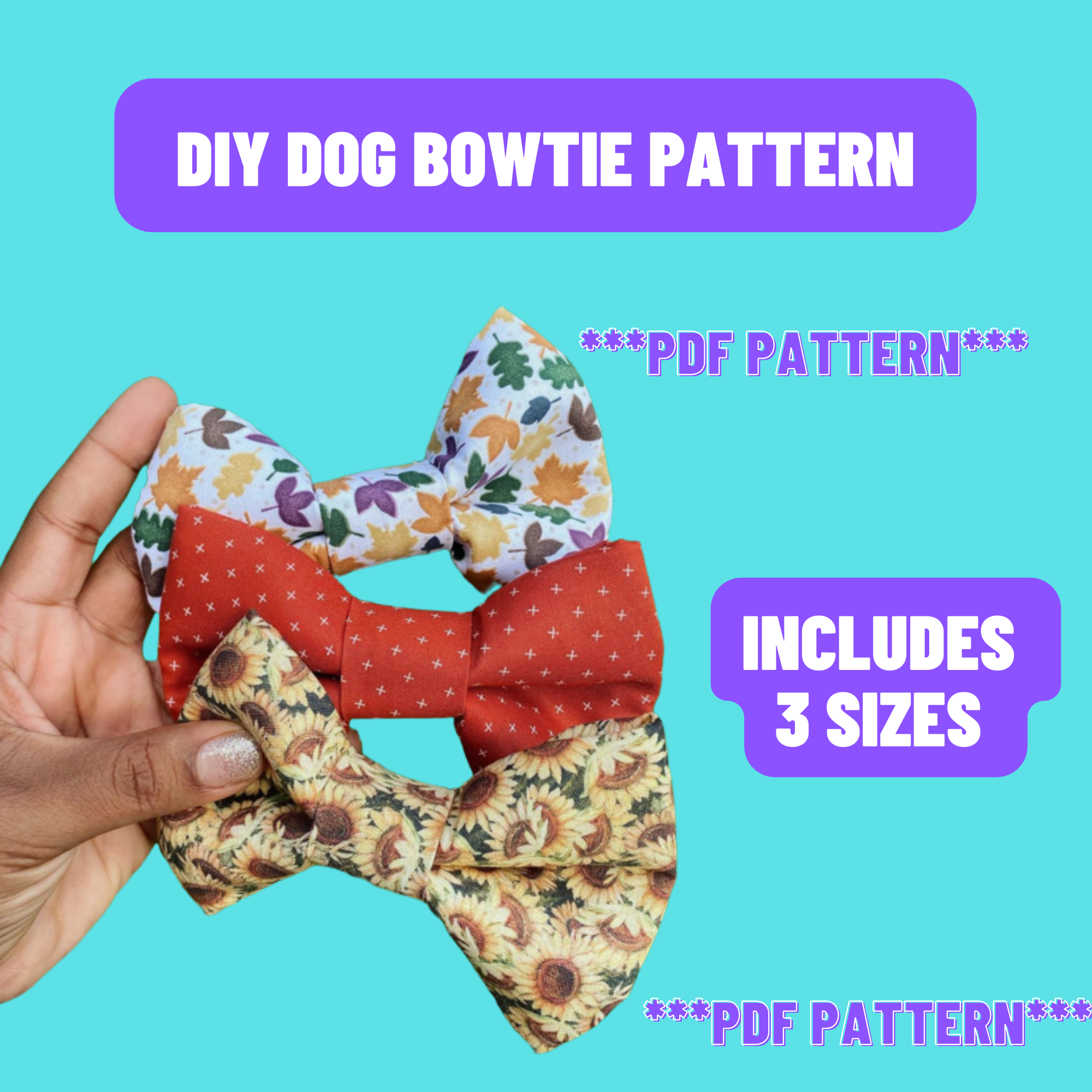 dog bowtie pattern with elastic printable pdf pattern