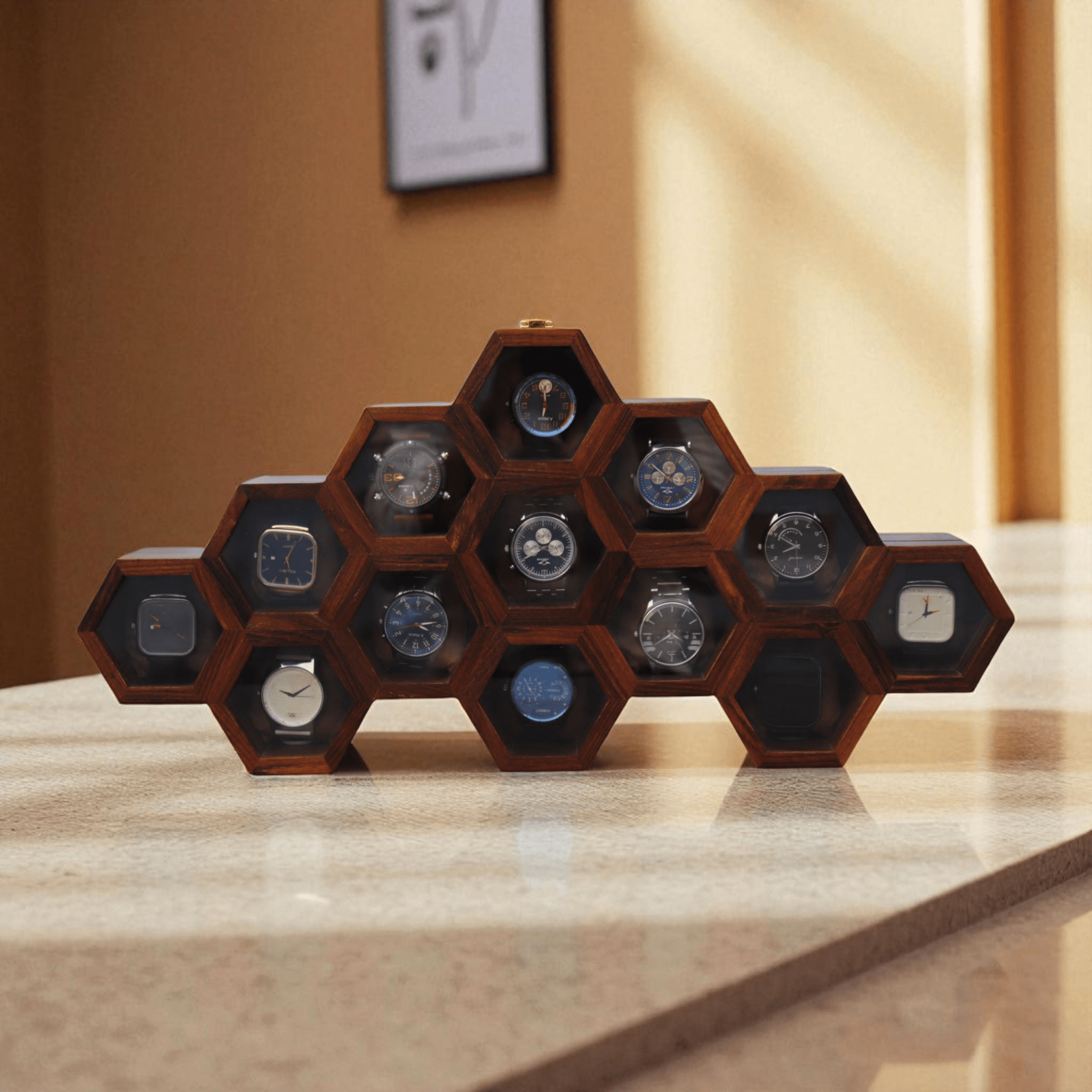 Wooden Watch Box for Men, Storage Organizer, Timepiece Display Case, Watch Storage & Organizer, Jewelry Box for Women - 13 Slots - Image 8