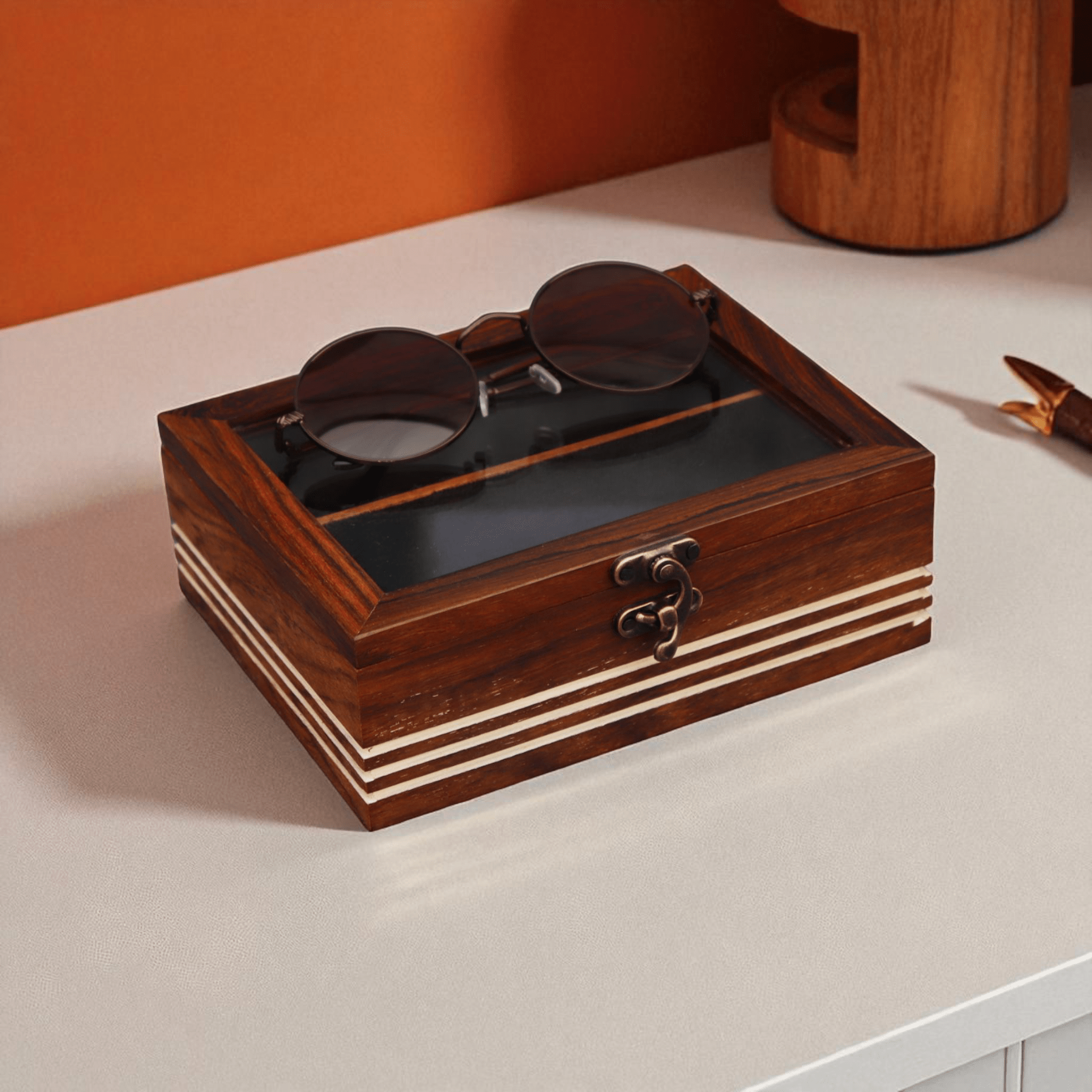 Wooden Sunglasses Box for Men Custom Goggle Case Wood Box for