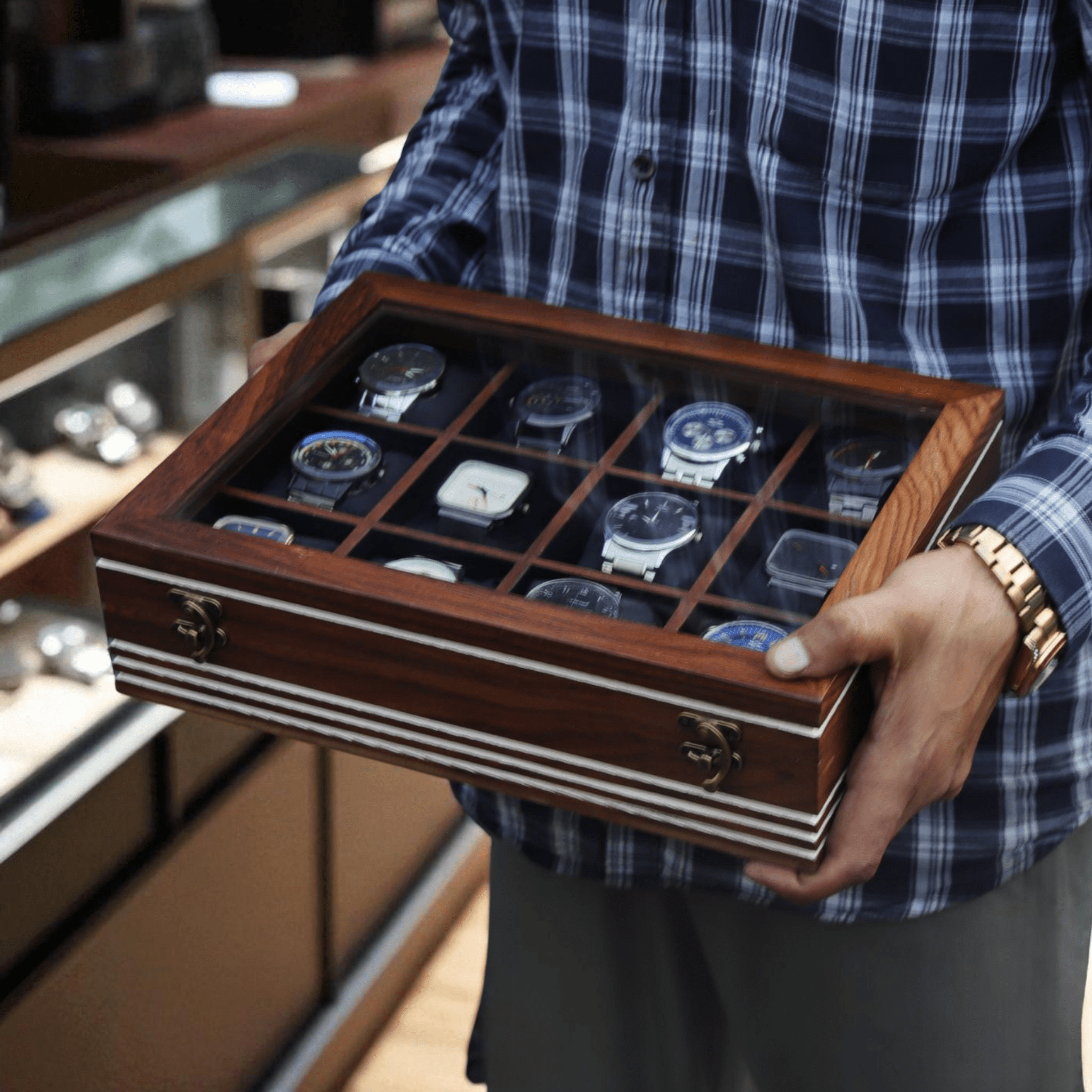 Wooden Watch Box for Men, Watch Storage Organizer, Display Case