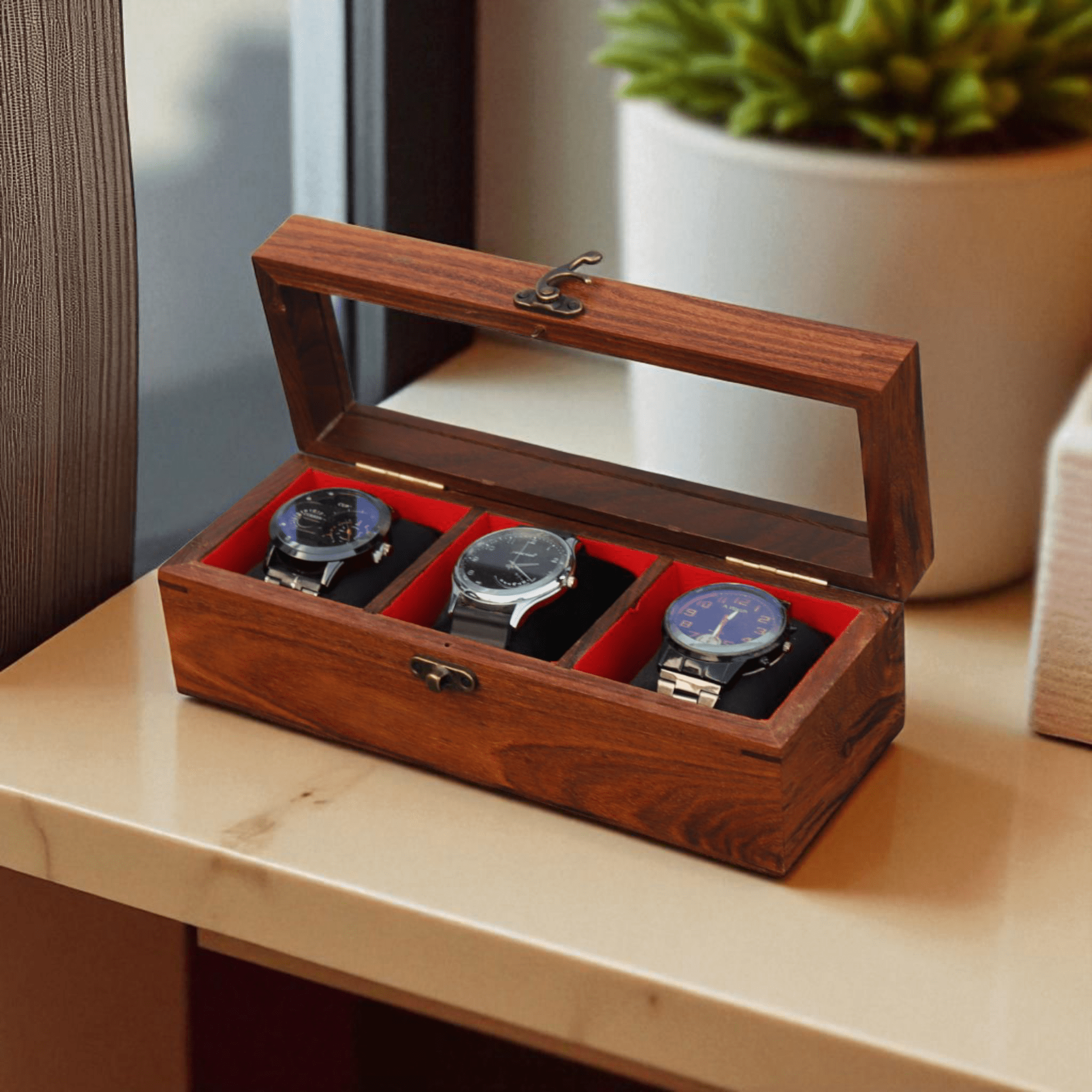 Wooden Watch Box for Men, Watch Storage Organizer, Display Case