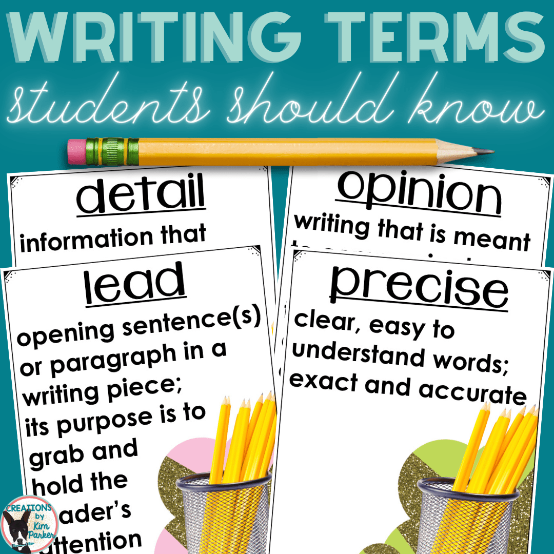 writing terms your third grade students should know