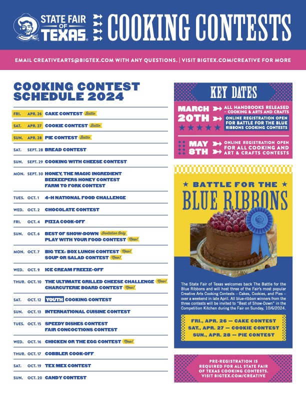 Cooking contest schedule