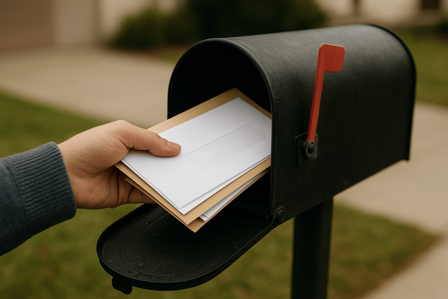 person getting mail out of the mailbox - Direct Mail
