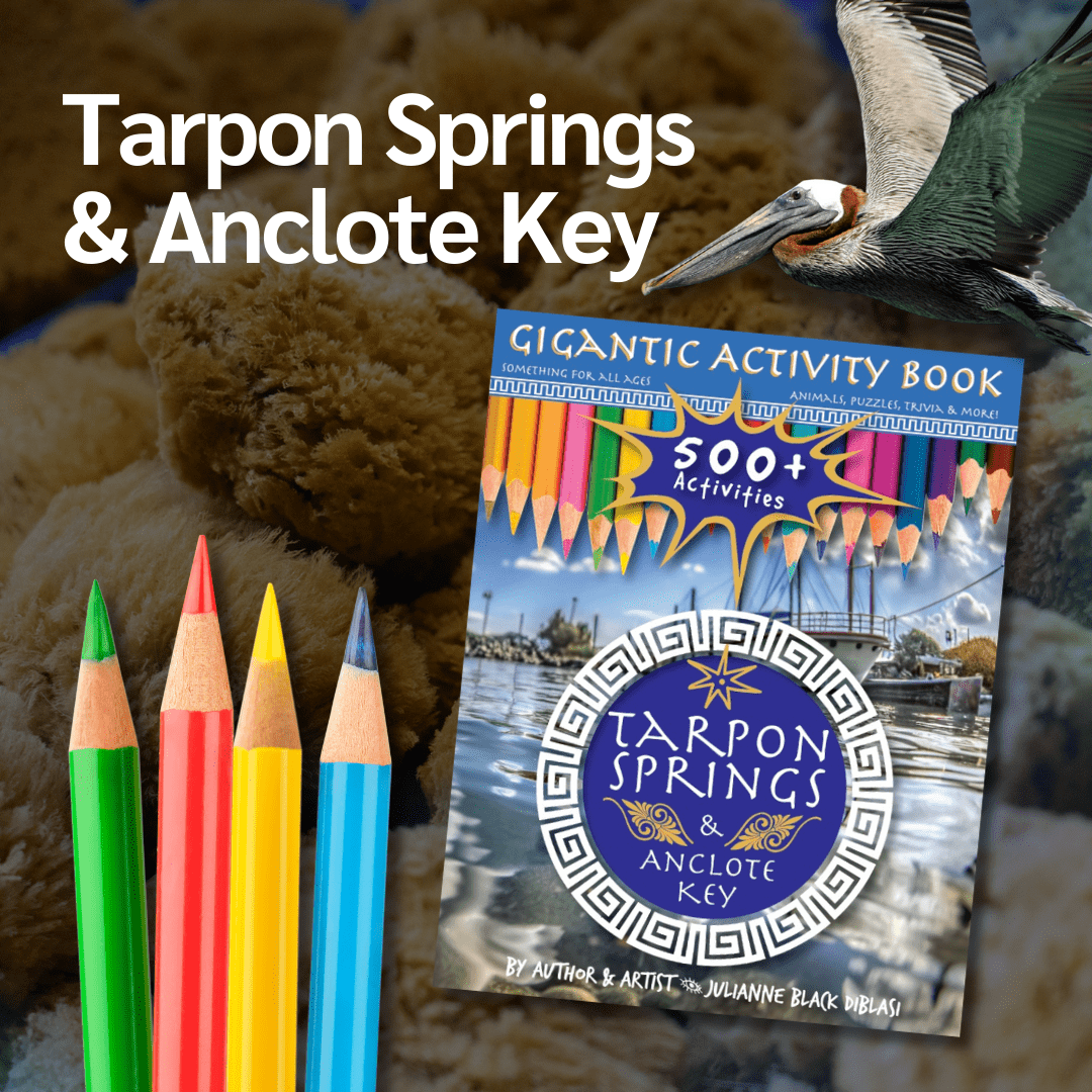 Tarpon Springs & Anclote Key Gigantic Activity Book: Games, History, Recipes & More ASIN: B0FPMFCZJQ https://www.amazon.com/dp/B0FPMFCZJQ Dive into the enchanting world of Tarpon Springs, Florida, where history, culture, and adventure await! This activity book is designed for curious minds of all ages, packed with exciting recipes to taste, delightful Greek phrases to learn, and fascinating tales of the town's rich history.