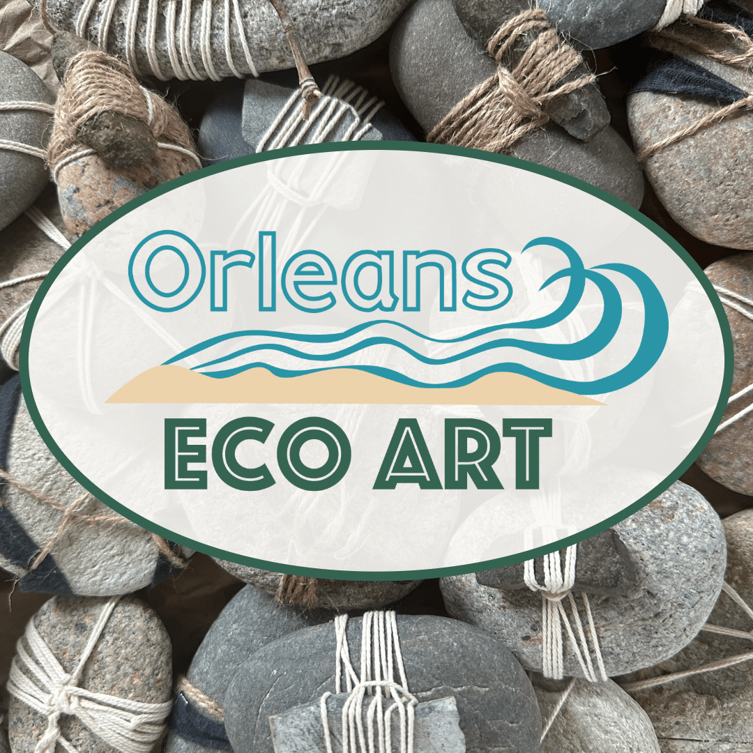 Orleans EcoArt logo on wrapped rocks