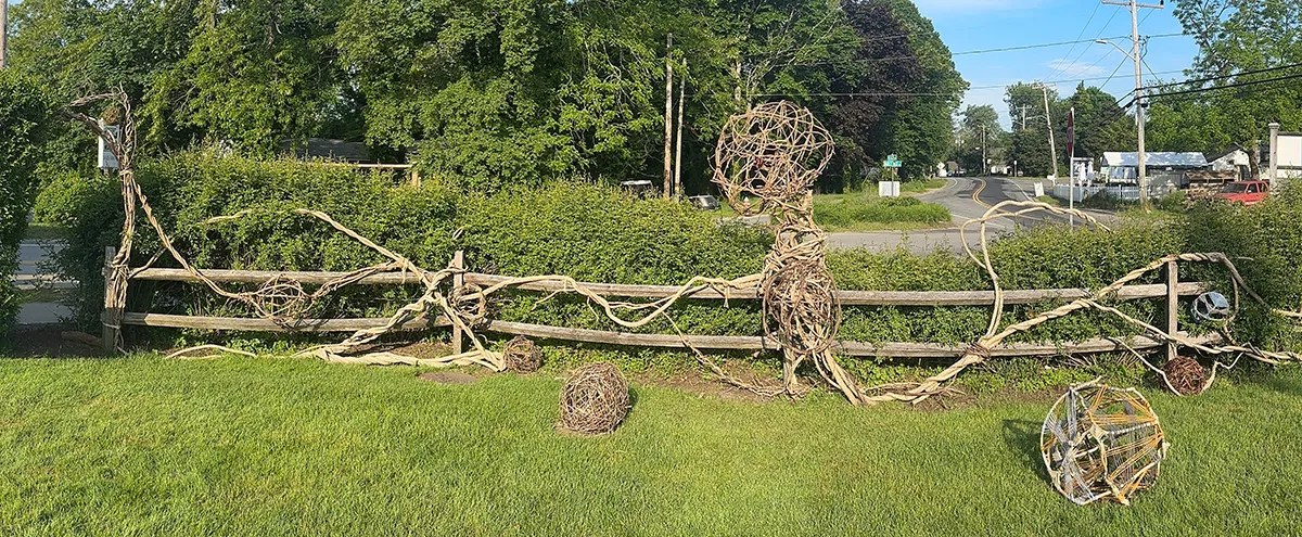 Inside hedge Barley Neck Inn installation