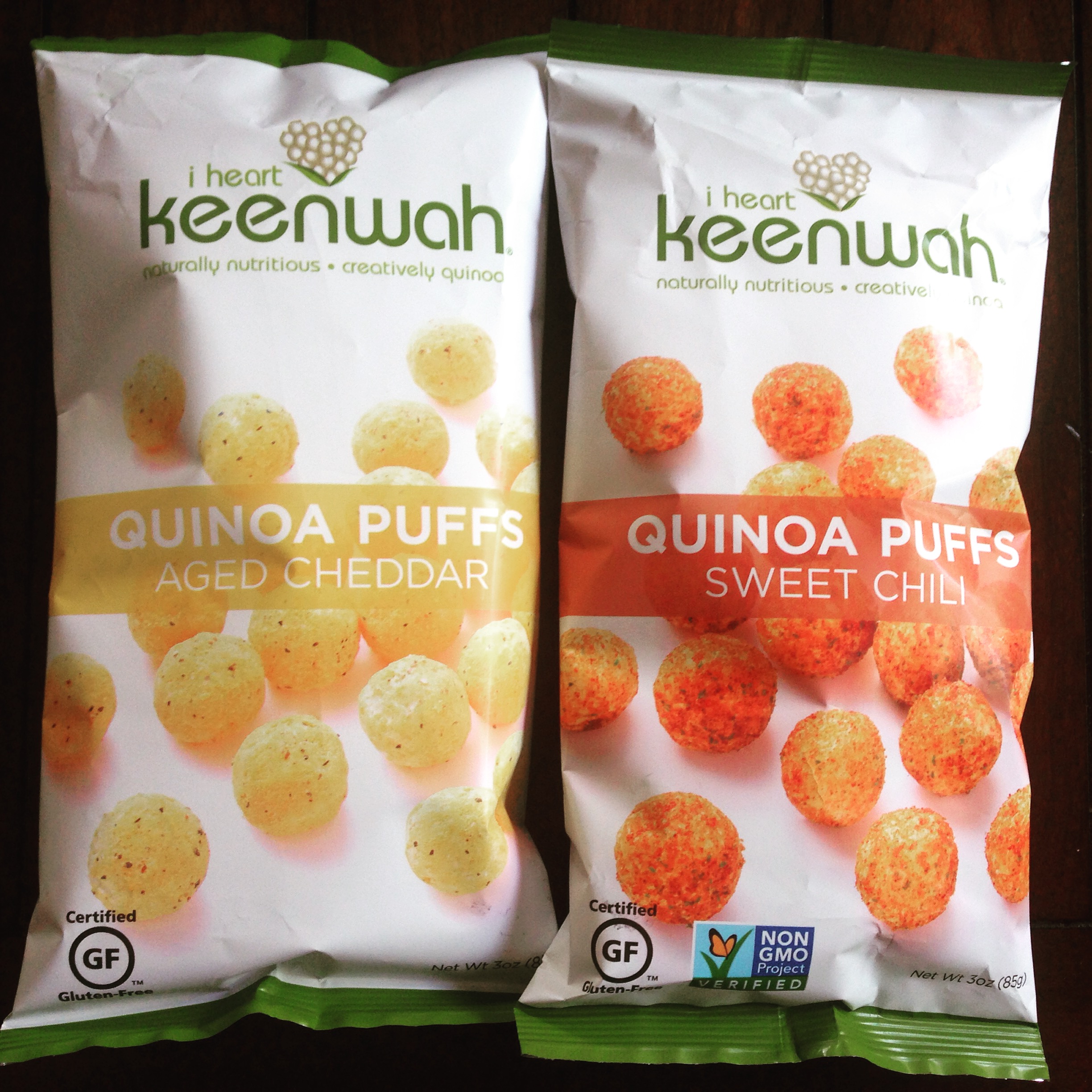 One for me (sweet chili - dairy free) and Bryan got the aged cheddar - love I heart keenwah and their products!