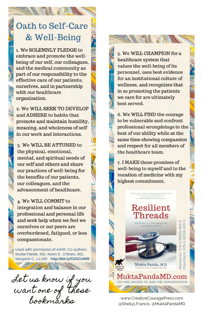 Oath to Self-Care and Well-Being bookmarks available