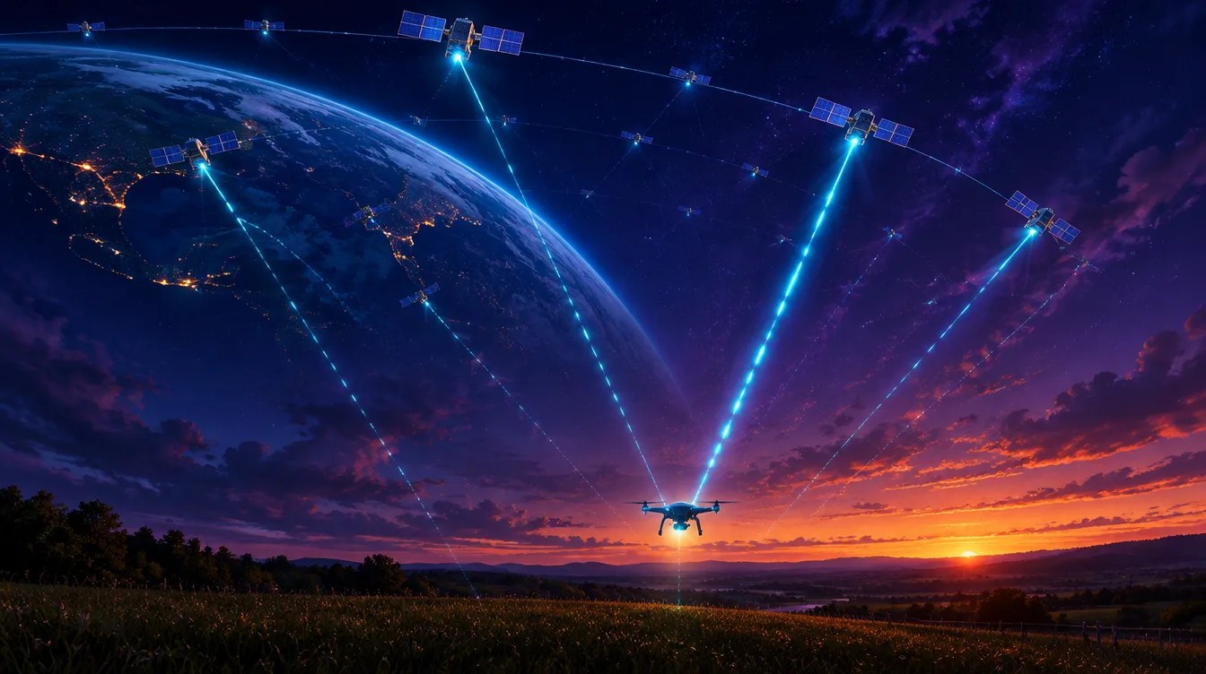 Satellites over Earth illustrating the Starlink Ukraine slowdown