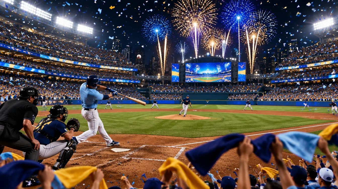 Packed stadium at night during the World Series 2026