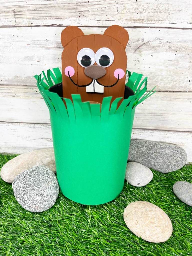 Dollar Tree Groundhog Craft Stick Creatively Beth #creativelybeth #dollartree #craft #diy #groundhog #groundhogday #craftsticks #popsiclesticks #kid #popsiclestick #craftstick