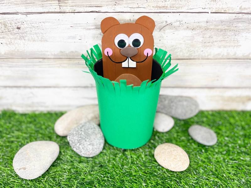 Dollar Tree Groundhog Craft Stick Creatively Beth #creativelybeth #dollartree #craft #diy #groundhog #groundhogday #craftsticks #popsiclesticks #kid #popsiclestick #craftstick