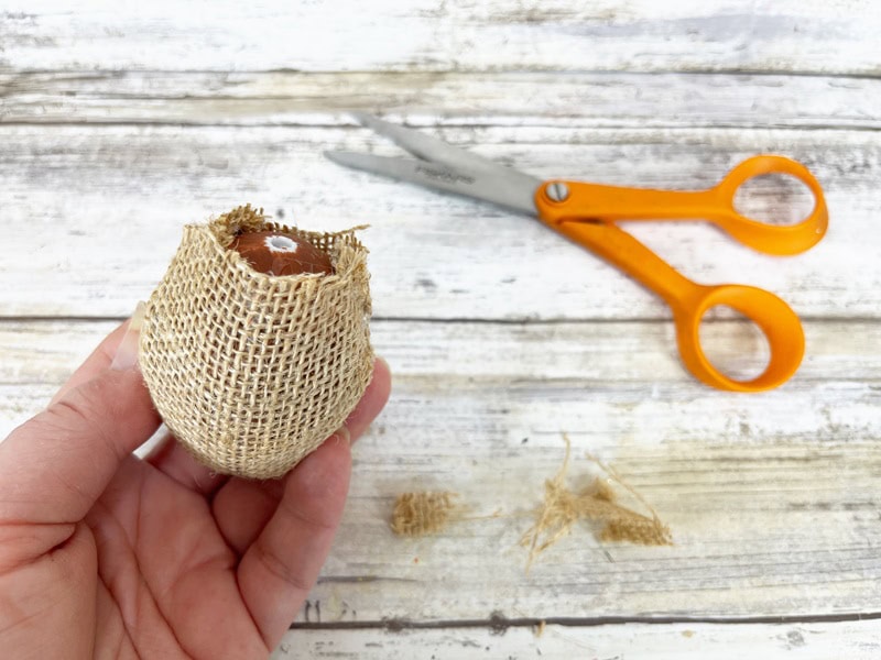 Dollar Tree Acorn Craft Easter Eggs Creatively Beth #creativelybeth #dollartree #eastereggs #acorns #craft #diy #fall #autumn #thanksgiving #burlap