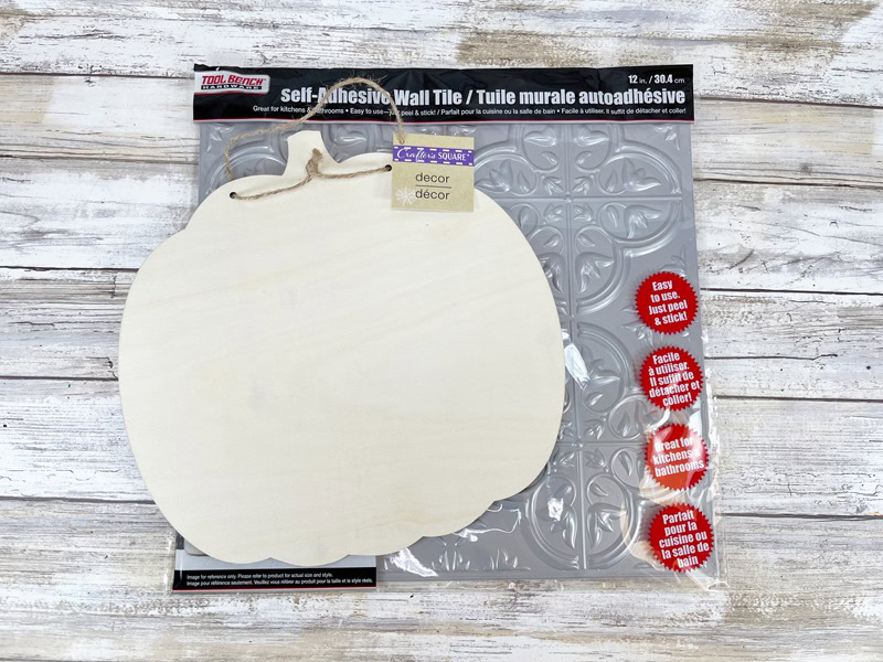 Dollar Tree Faux Tin Tile Pumpkin Home Decor Sign Creatively Beth #creativelybeth #dollartree #diy #craft #pumpkin #pumpkins #homedecor #fauxtintile #farmhouse #homedecor #fall #autumn