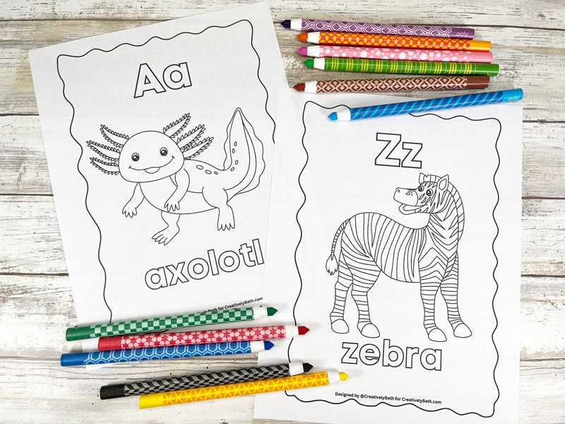 Printable Animal Alphabet Coloring Pages Creatively Beth #creativelybeth #printable #coloringbook #alphabet #animals #free #color #atoz #kids