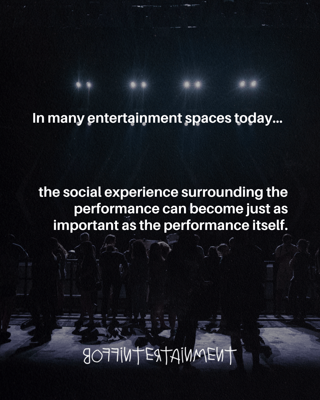 Silhouetted audience watching a performance with bright stage lights, illustrating the importance of social experience in entertainment.