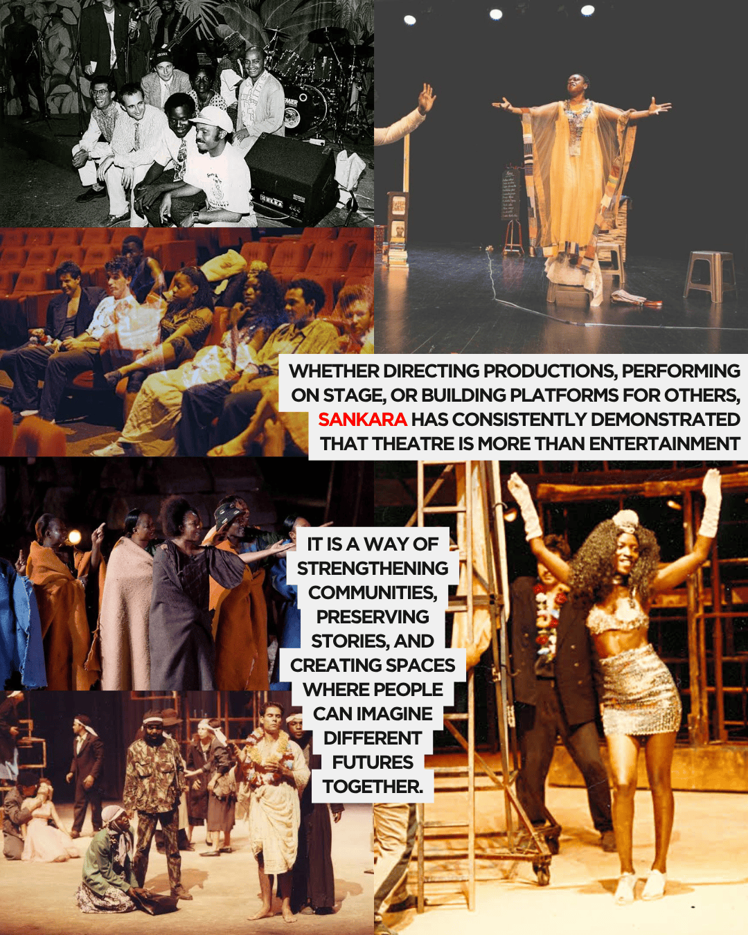 Black and white photo of a group of musicians and performers seated together.