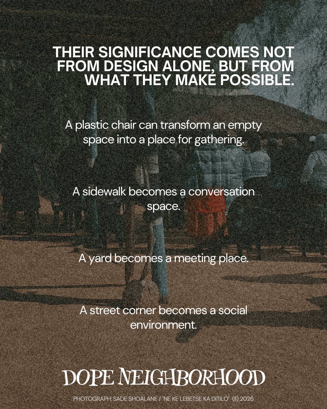Image with text discussing the significance of design in transforming spaces for social interaction.