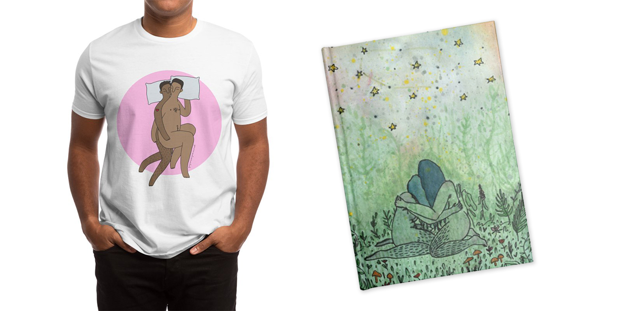 “Sleeping with You #2” Men’s Regular T-Shirt by You're Welcome Club Shop and “Wilderness” Blank Journal” by Witchboy Designs