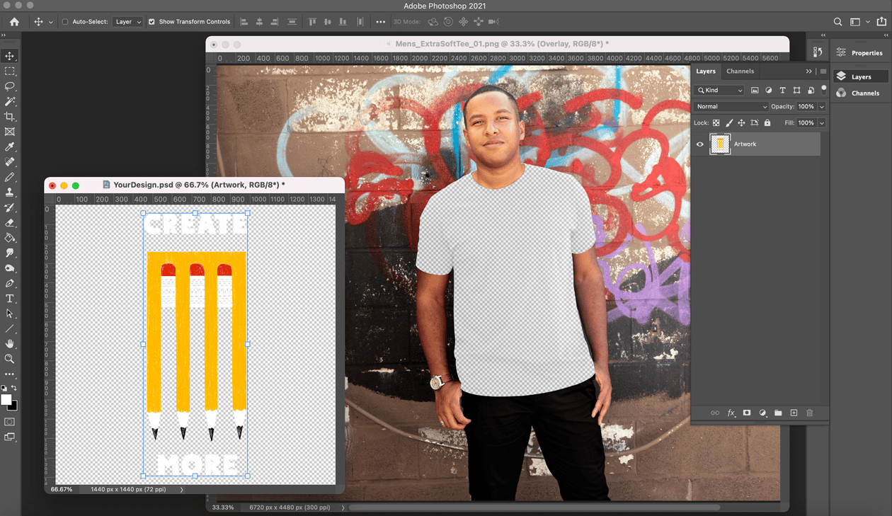 Copy and paste your design into the lifestyle overlay as its own layer.