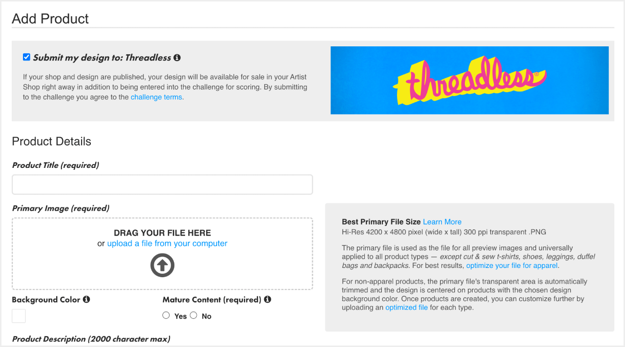 Threadless Challenge - Artist Dashboard