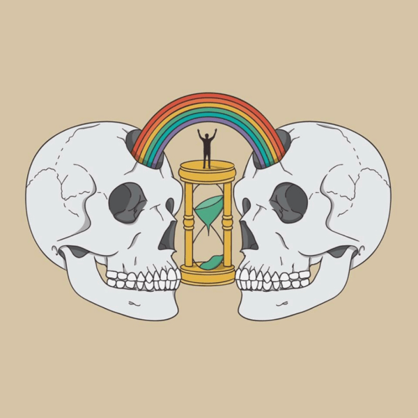 First Design: "Skull, Rainbow, and Hourglass"