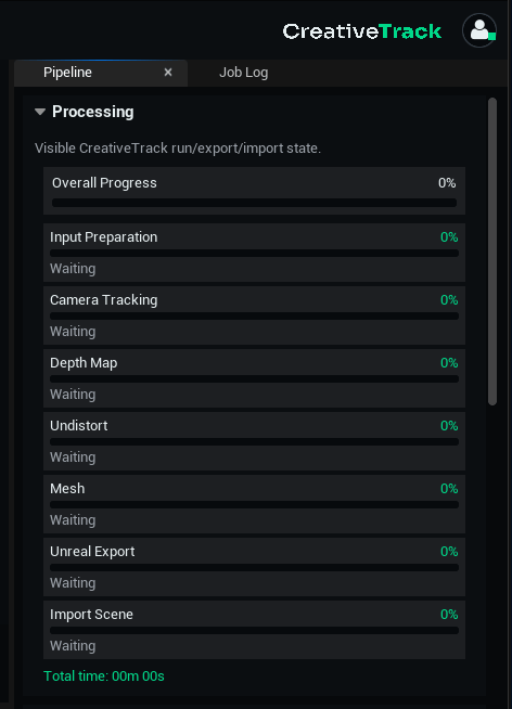 The Processing panel shows the status of each job stage.