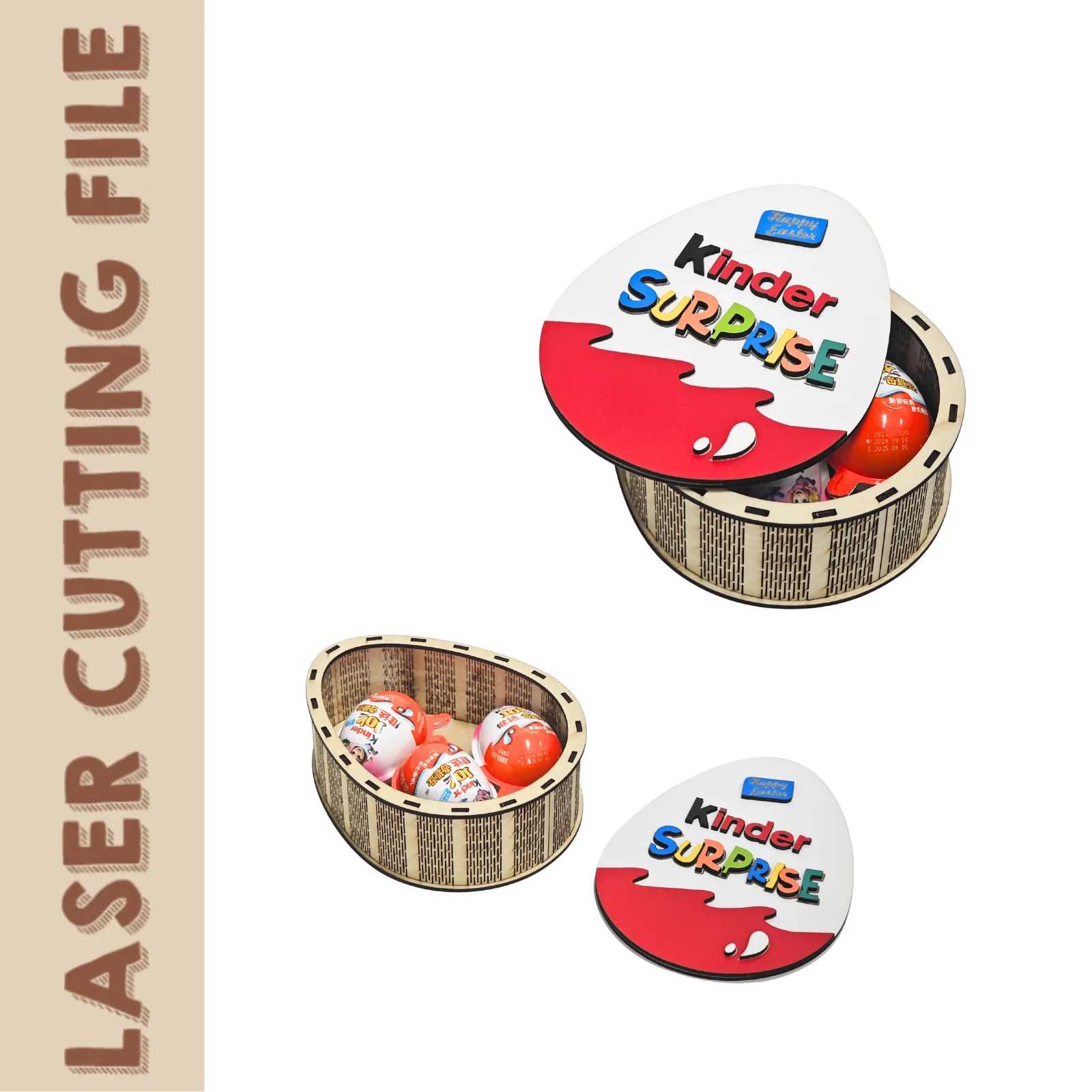 Kinder Surprise Egg Storage Box Laser Cut File 3d Easter Egg Basket
