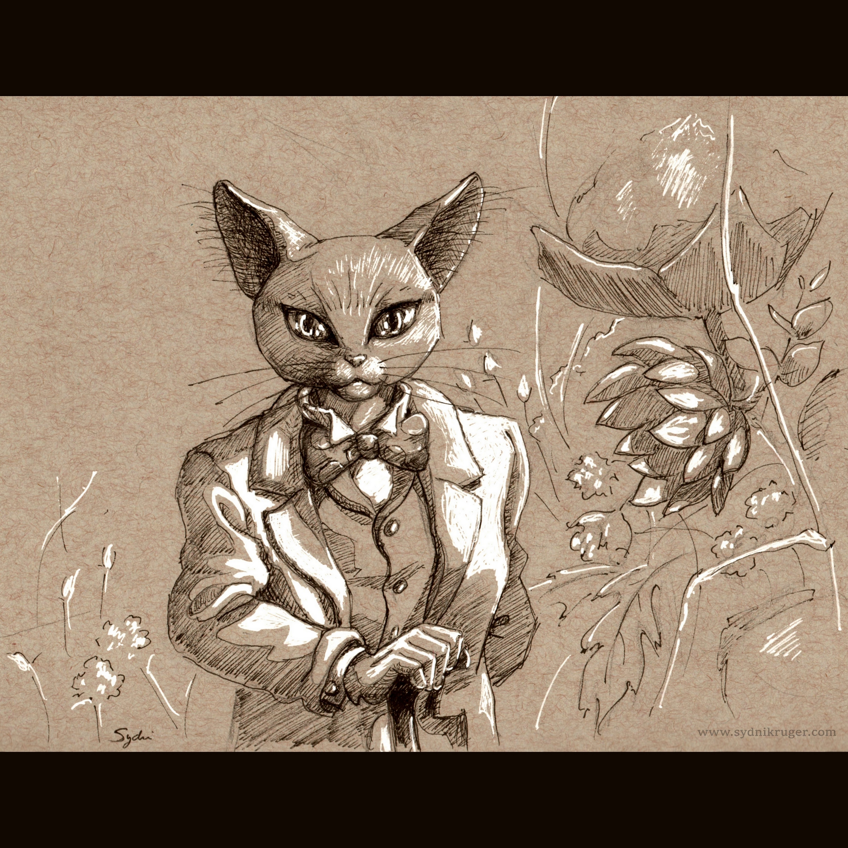 The Baron (Studio Ghibli tribute) - Ink on toned paper, 2014