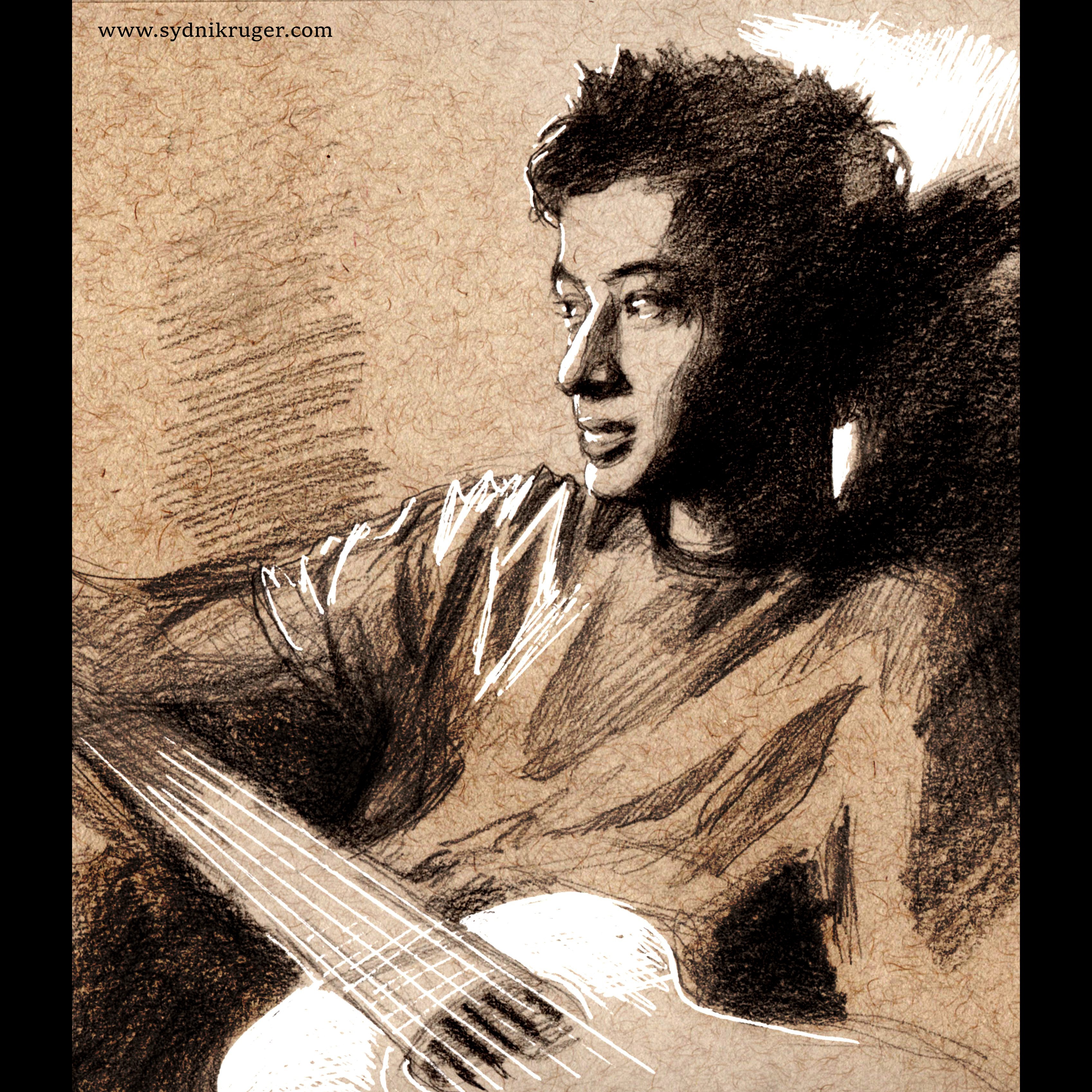 Jyotishman - Portrait sketch request - pencil and white ink, 2015