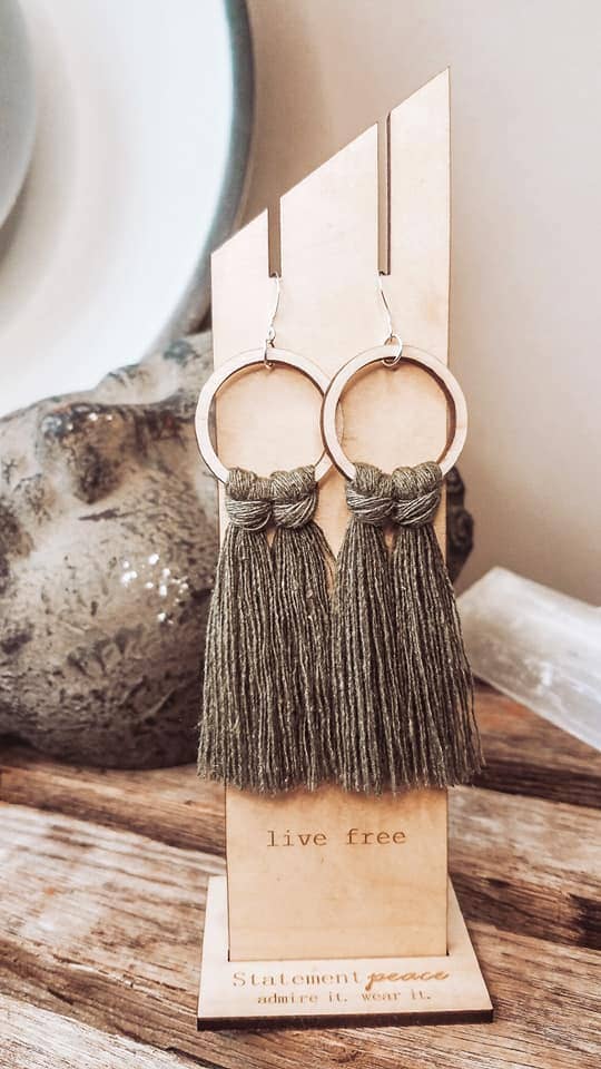 Olive Fringed Hoops