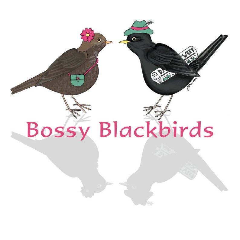 I Love Birds - Bossy Blackbirds greeting card by Emma