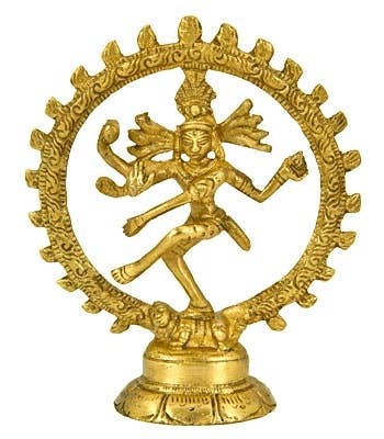 Natraj Dancing God Shiva in Double brass ring 4"H