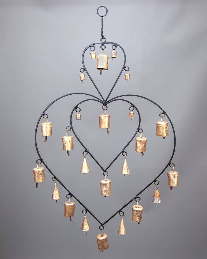 Double  Heart Chime sacred space decor hanging home decor