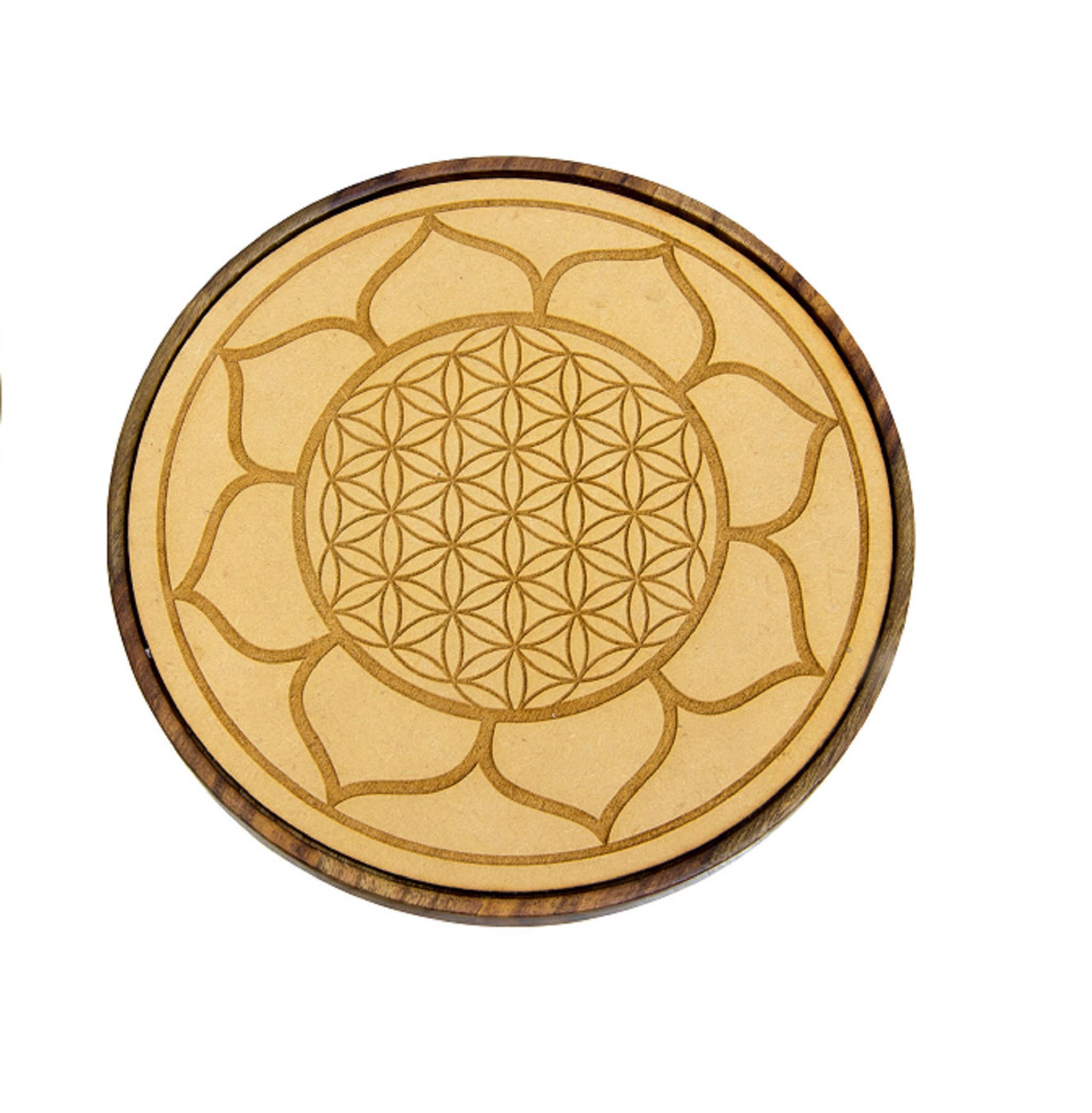 Wood Crystal Grid - Lotus Flower of Life