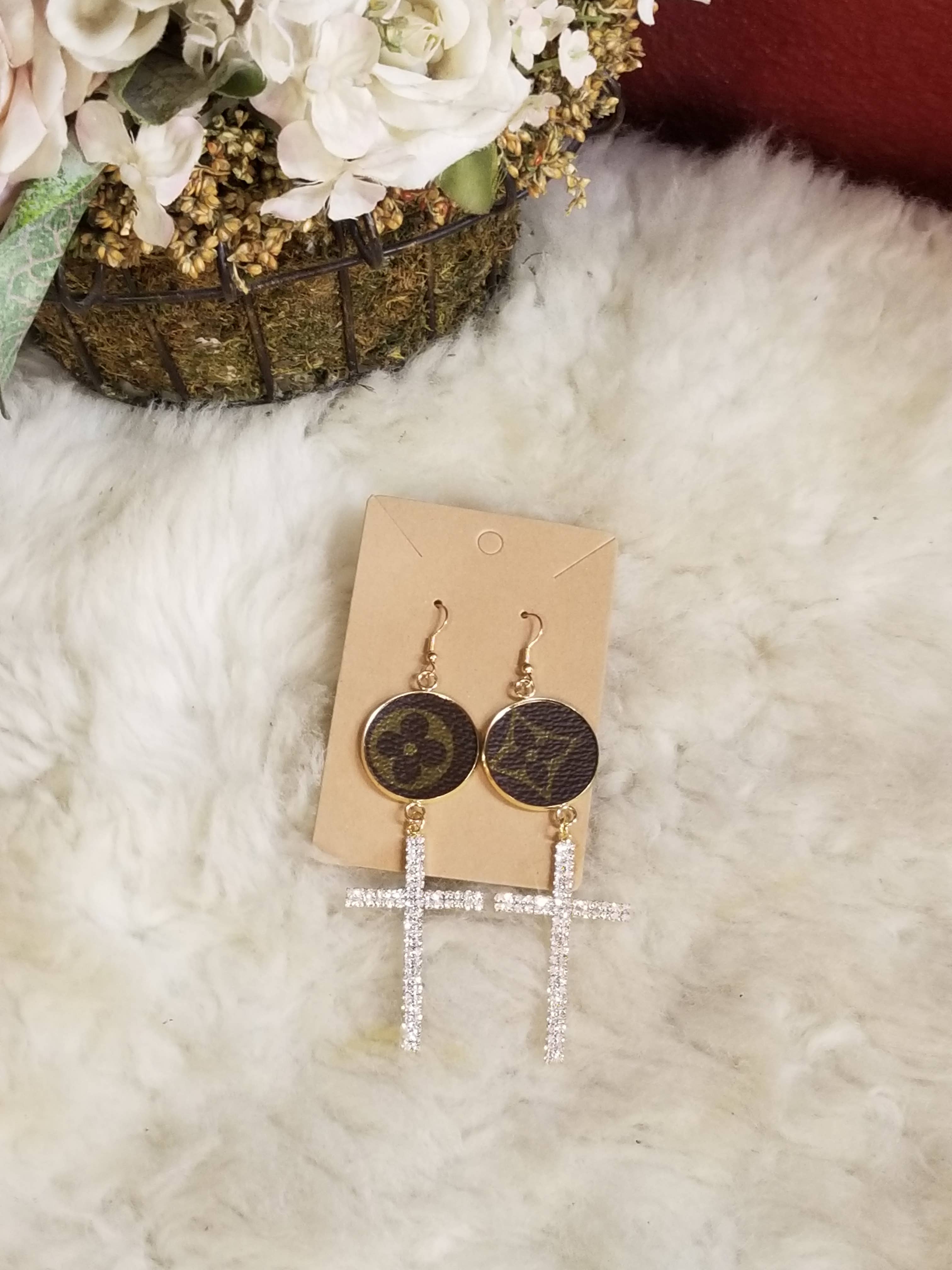 canvas Cross earrings-silver