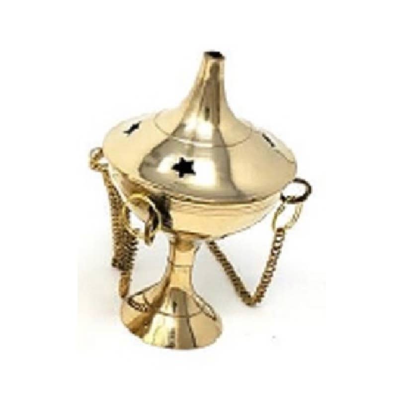 Brass Hanging Incense Burner  3.75" - 1 Burner - Style 4