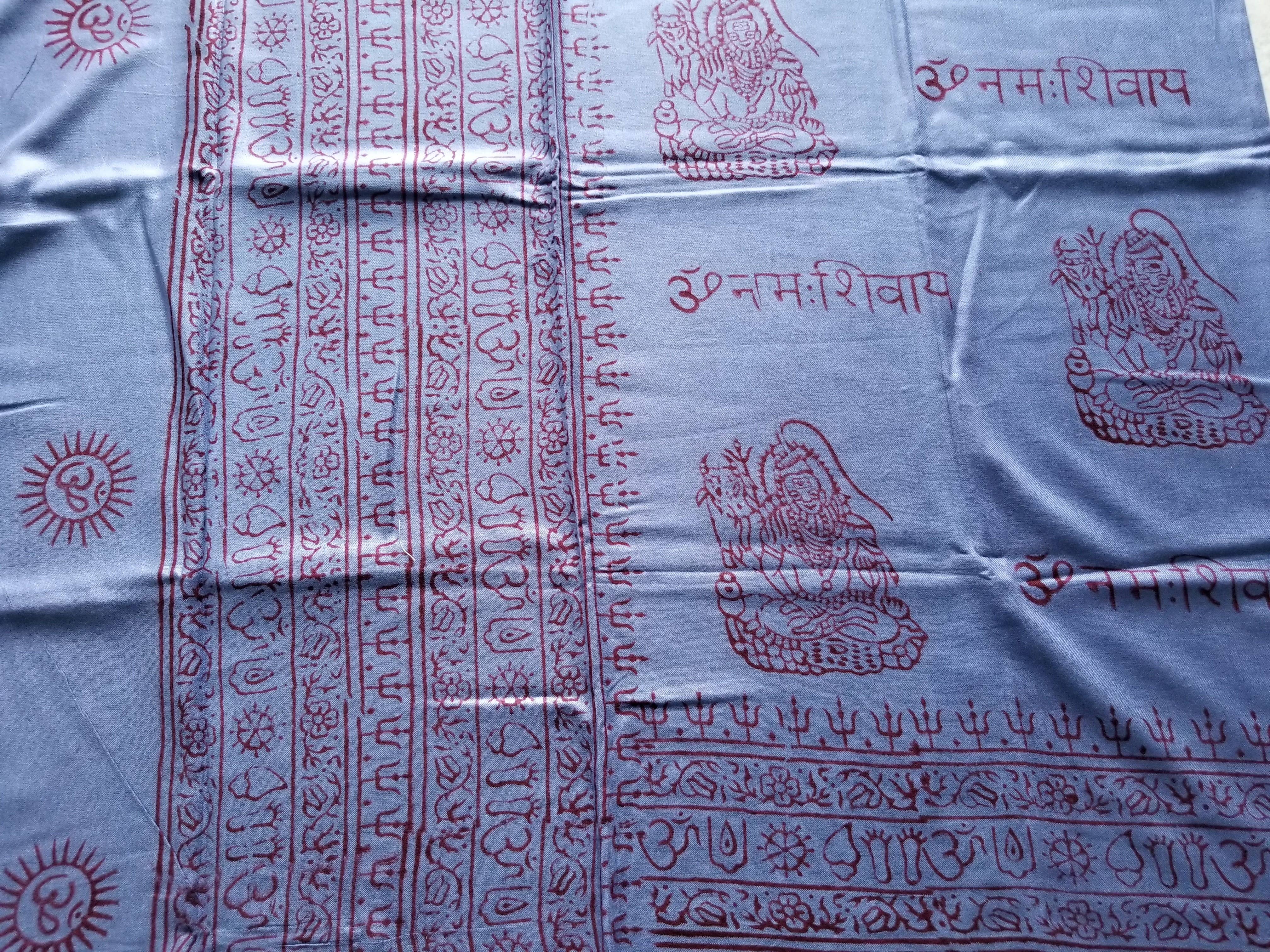 OM Namah Shivaya Maha Mantra Meditation  Prayer Shawl - Blue