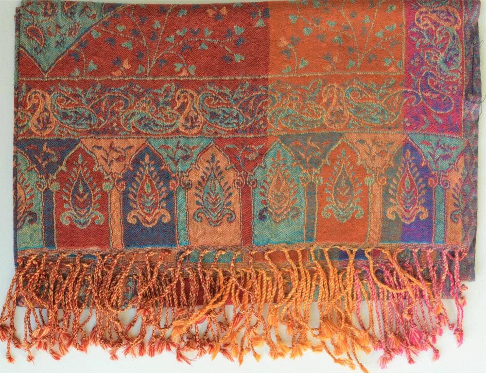 Handwoven Paisley Jamavar one of a kind  designer shawls - Color Shade 2