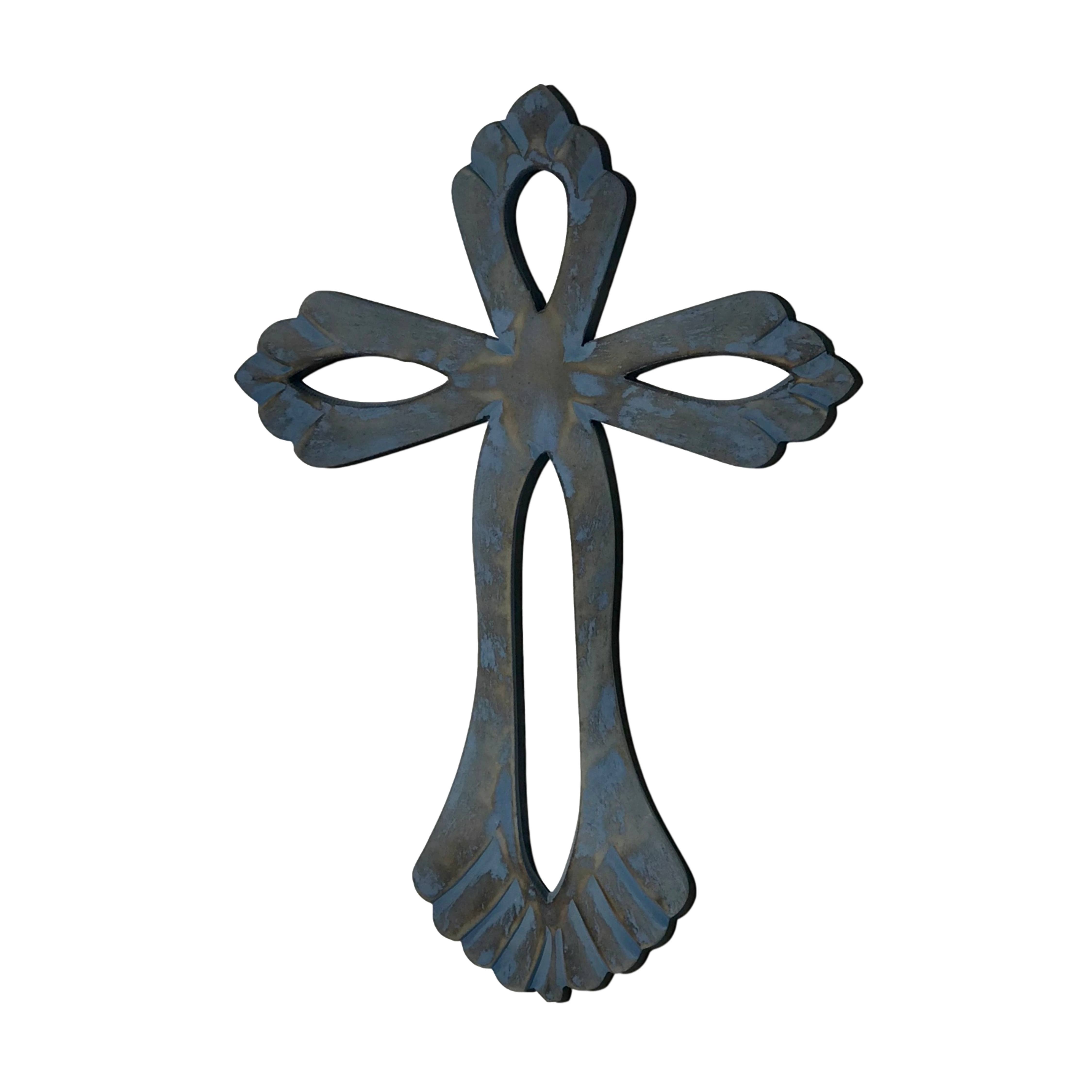 Hand-Carved Wood St. Agnus Wall Cross