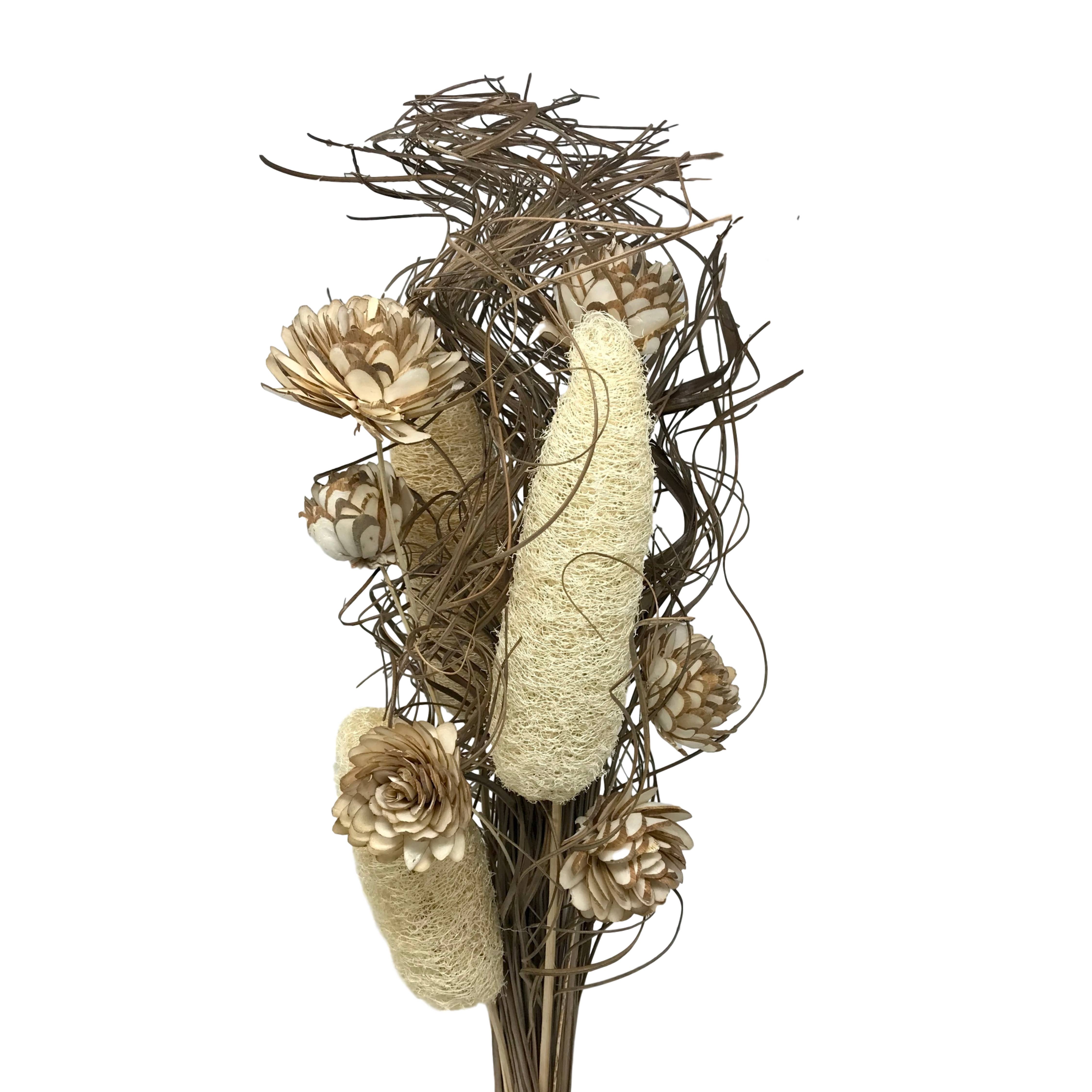 CURLY TING BLEACHED LUFFA & NATURAL FLOWER BOUQUET