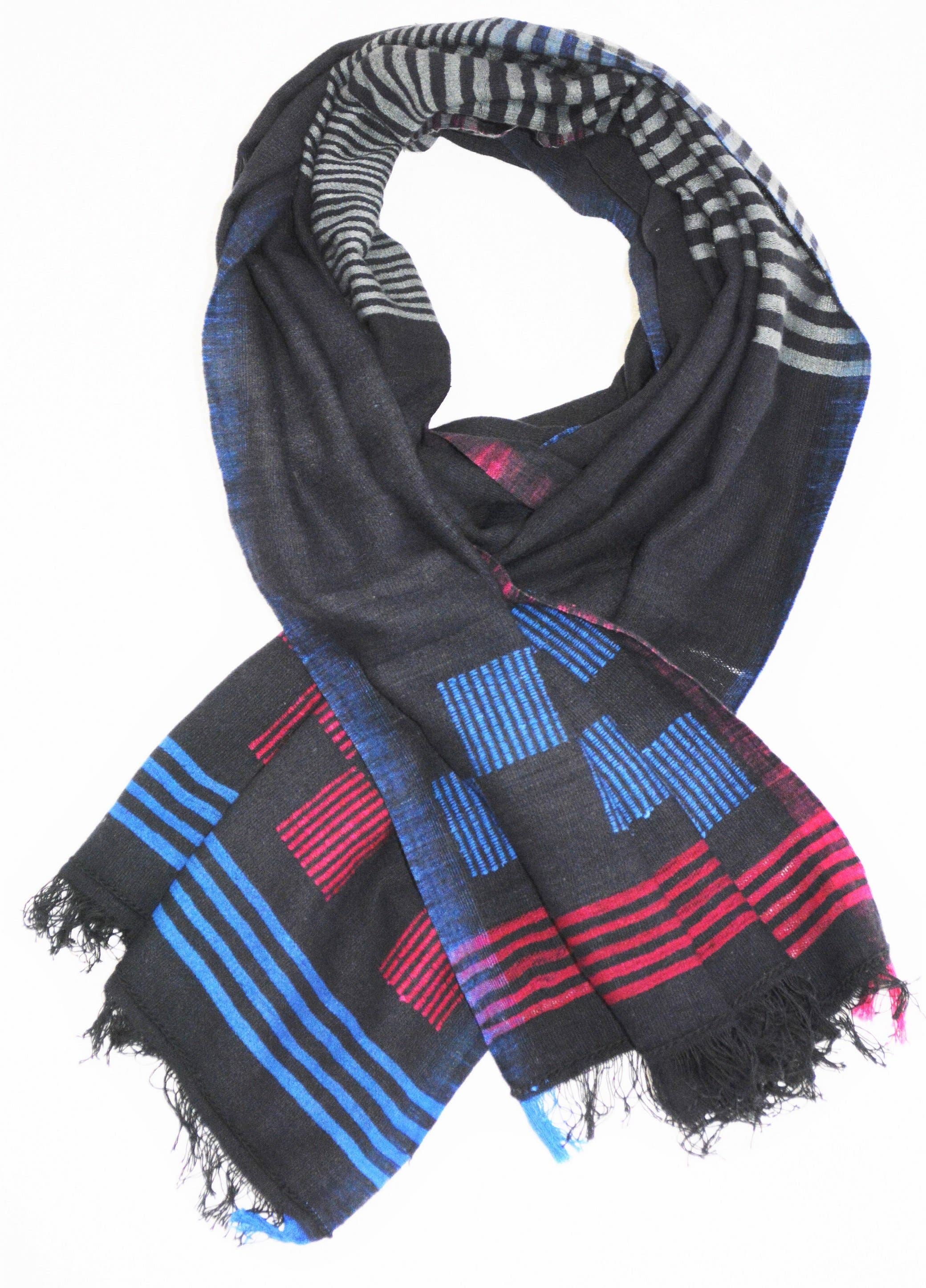 One of kind - Handwoven Bright  cotton scarves for fall - Style 3