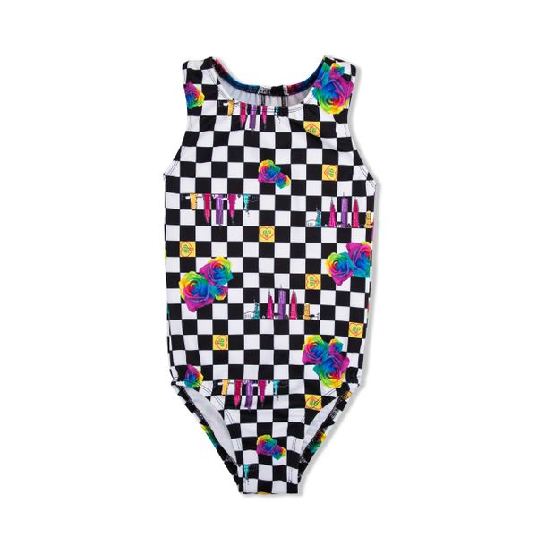 NEW YORK CHECK RACERBACK LEOTARD