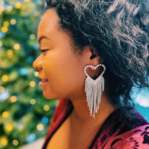Fringed Shine Heart Earrings