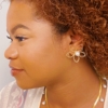 Flower Art With Pearl Stud Earrings