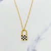 Checkered Locket Necklace, Black